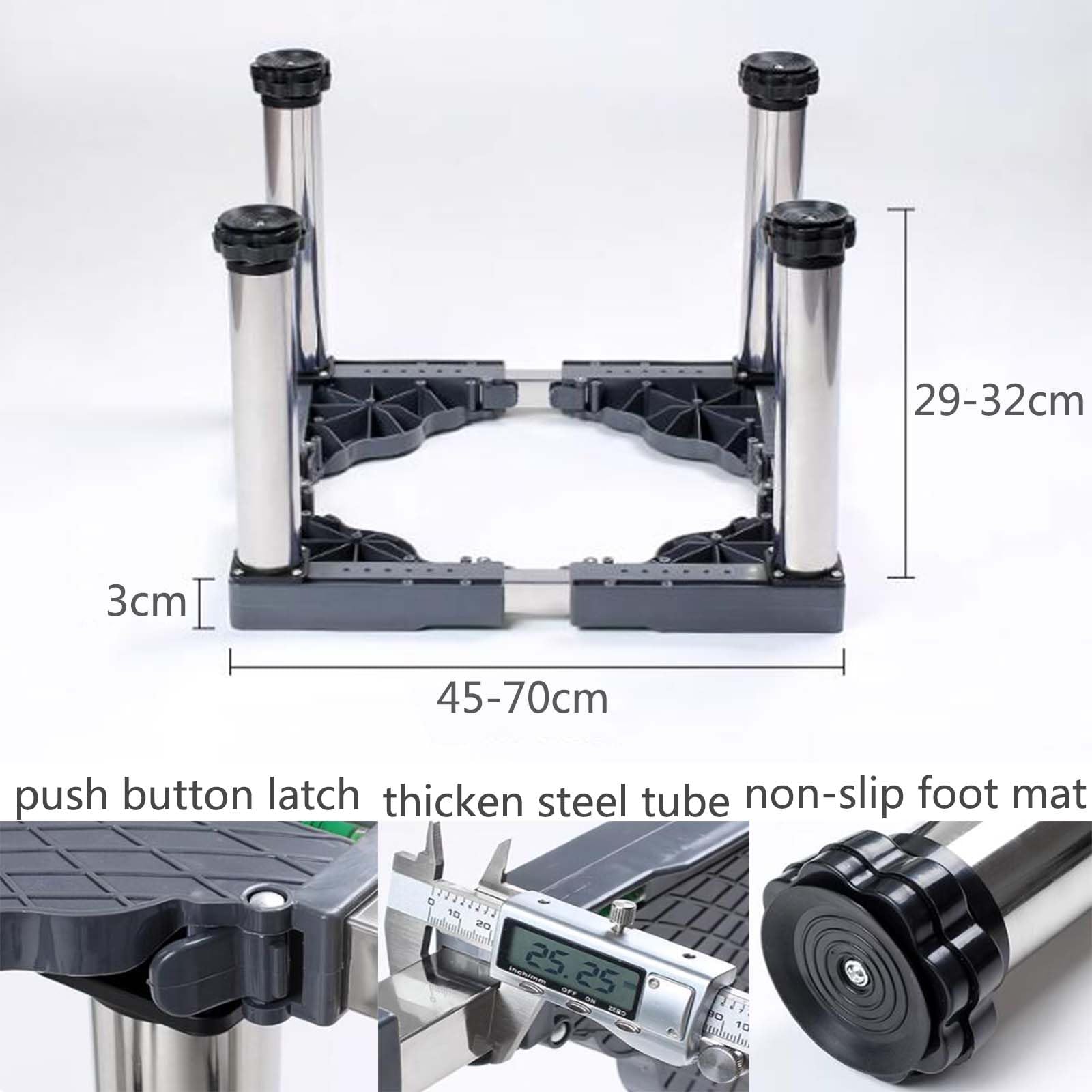 Base de lavadora antivibración, soporte elevado de 4 pies resistentes con altura y ancho ajustables, pedestales para nevera, cocina, lavavajillas, lavadora y secadora