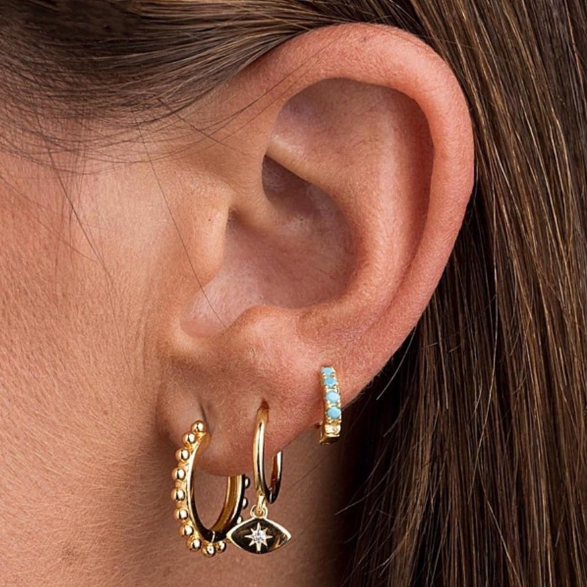 Ball Beaded Huggie Hoop Earrings Upper Ear Cartilage Helix 925 Sterling Silver Gold Small Tiny Mini 12mm 10mm 9mm 8mm 7mm 6mm Hoop Earrings - Image 8