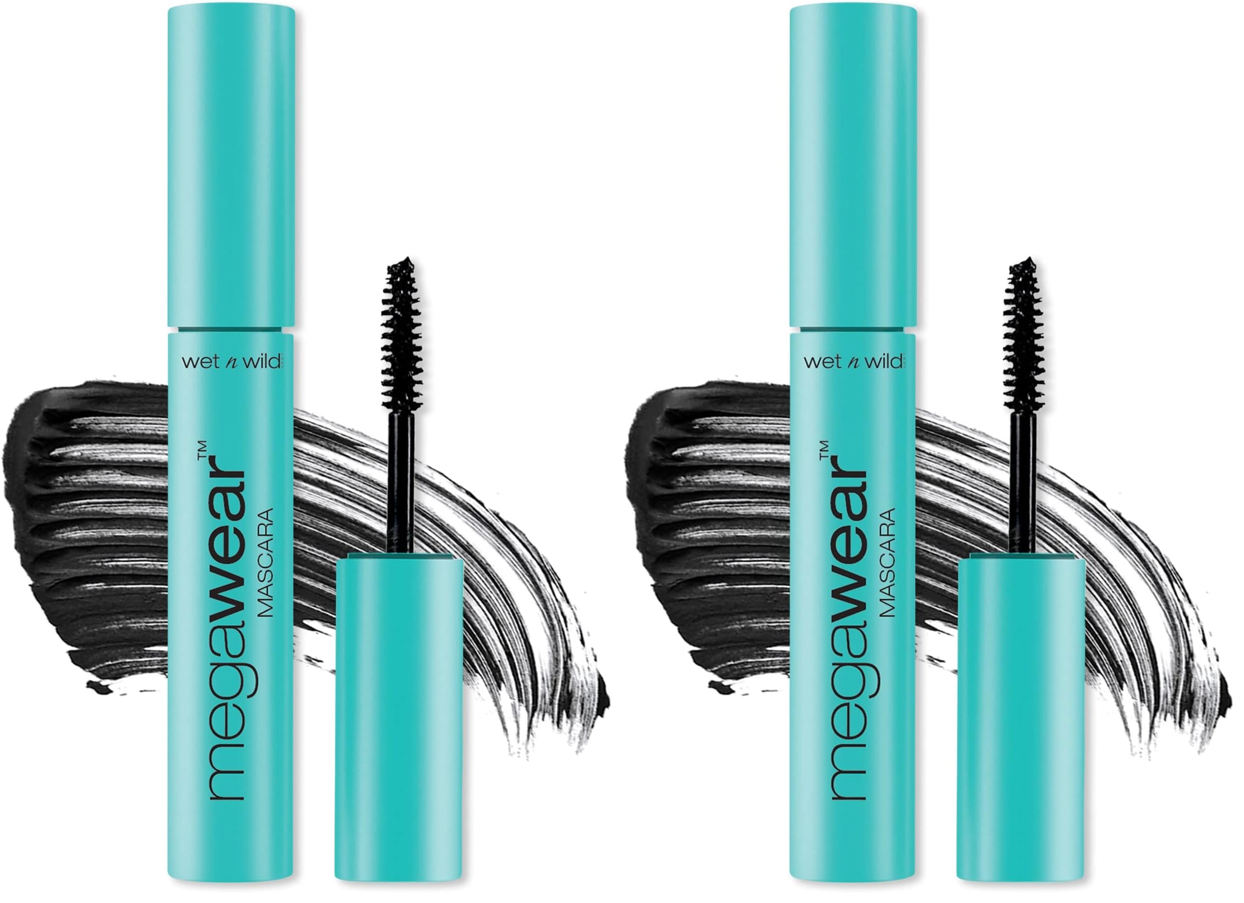 wet n wild Enhance and Define Megawear Mascara, Gentle Gel Volumizing Formula that Promotes Full & Healthy Lashes, Enriched with Soy Protein & Panthenol, Cruelty-Free & Vegan - Black (Pack of 2)