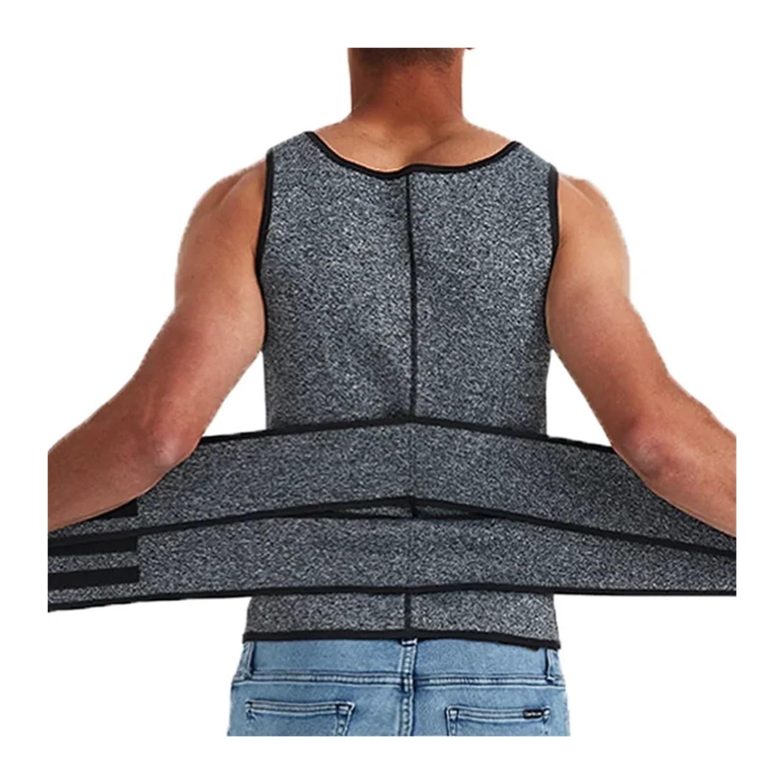 Camiseta Reductora Hombre Hombres Body Shaper Cintura Entrenador Chaleco Doble Cinturón Sudor Camisa Corsé Top Abdomen Adelgazar Shapewear Fitness Trajes(Gray,XXL)