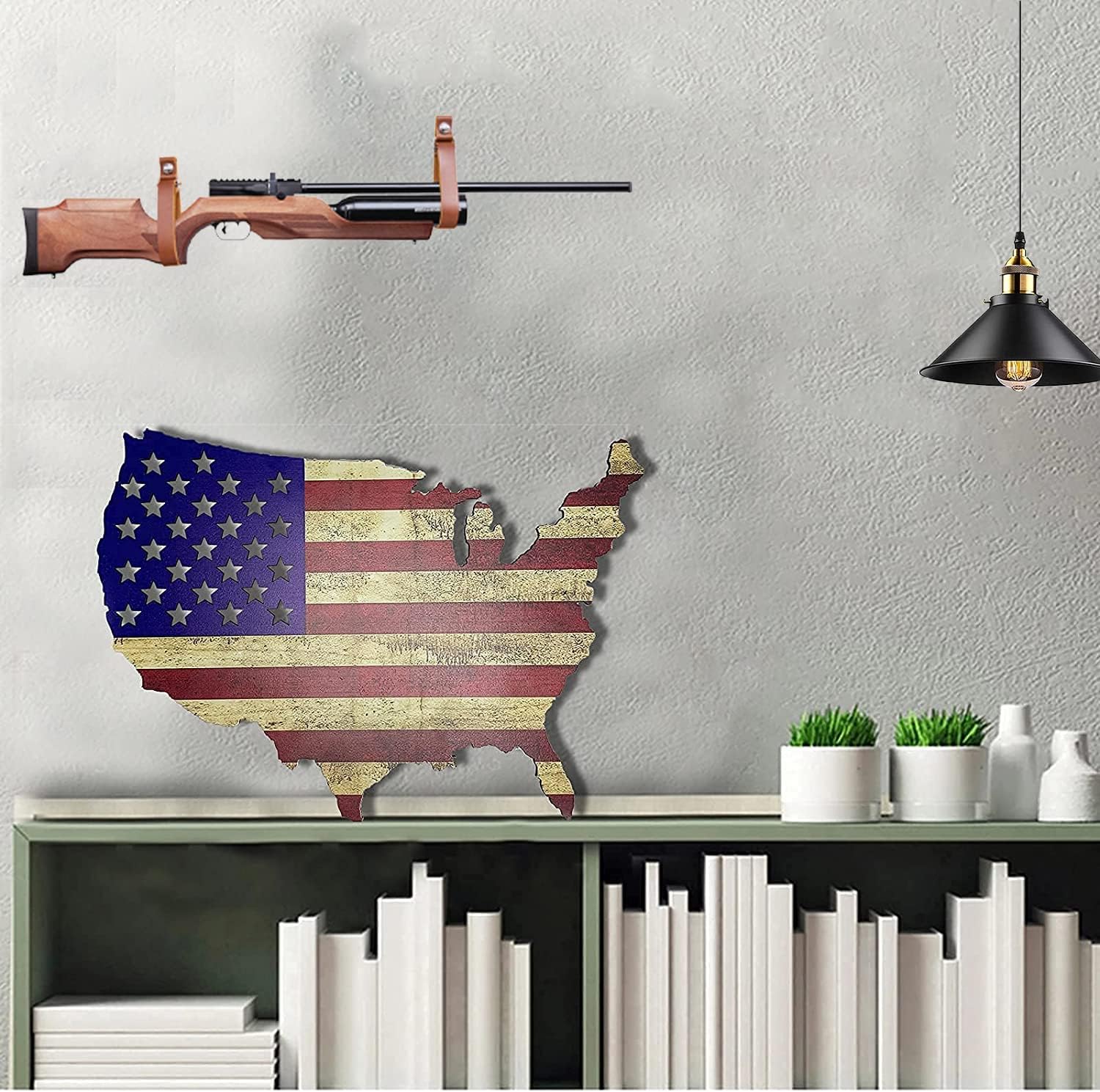 GuRK Gun Racks,Adjustable Leather Gun Hangers for Rifle and Shotgun,Gun Wall Mount Fit for Any Gun