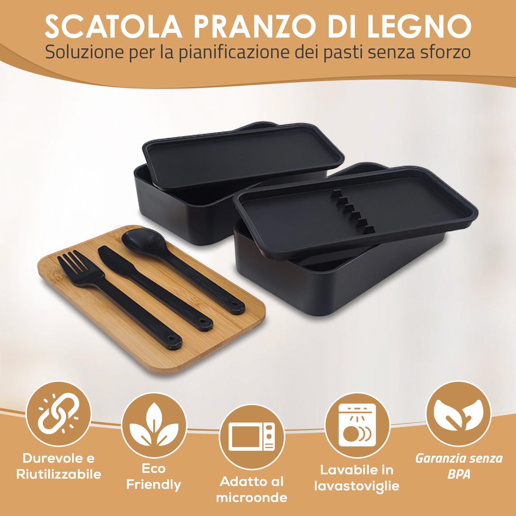 Bento Box Per Bambini E Adulti Da 900ml Con 3 Scomparti E Posate – Contenitore Portapranzo A Prova Di Perdite, Adatto A Microonde