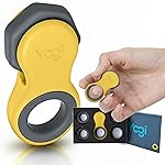 Yogi Fidget Toy - Silent Sensory Spinner for Adults & Kids - Stress Relief Fidgets for ADHD, Anxiety - Fidget Toys for Adults - Includes 5 Finger-Fit Rings - Work, School & Travel - Amber