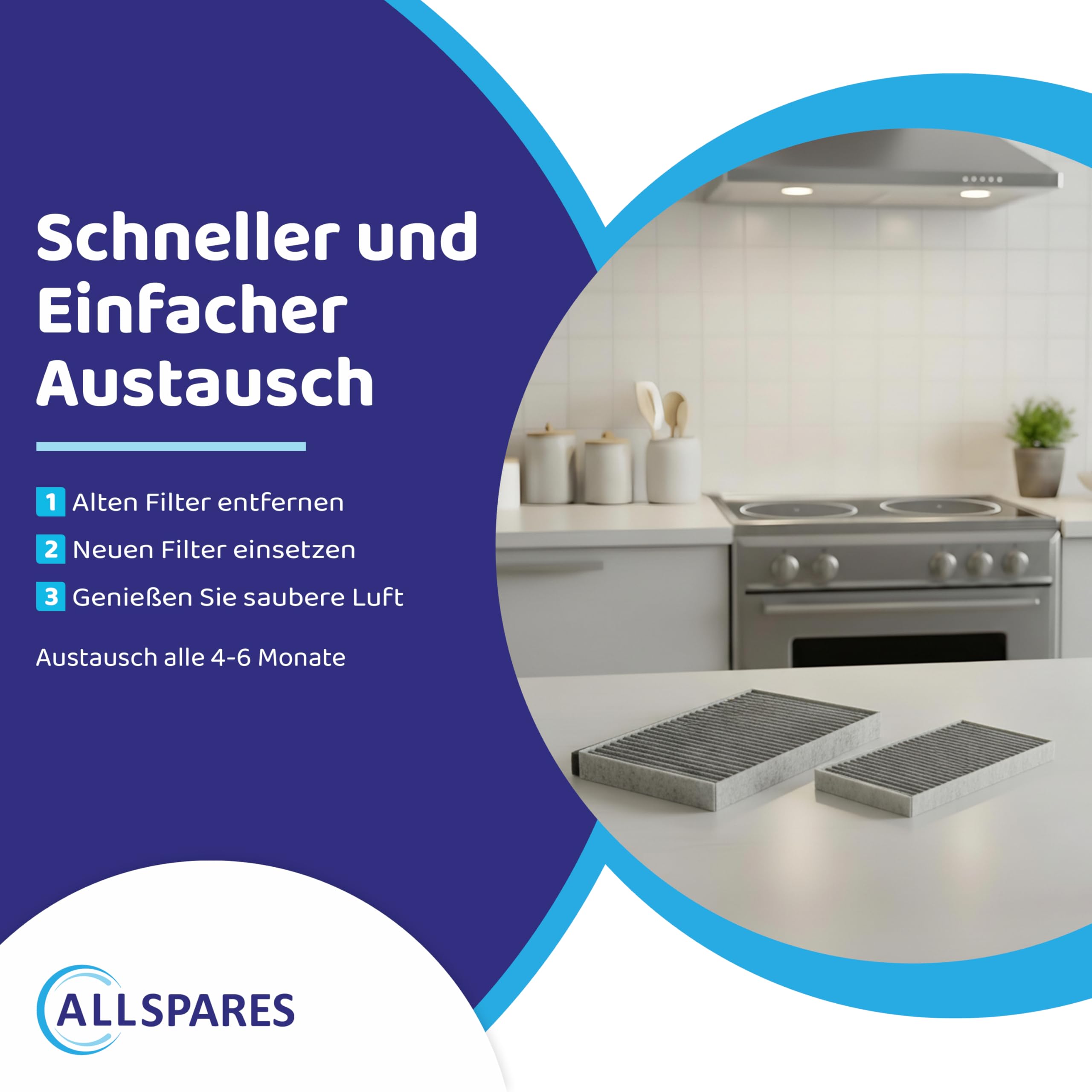 AllSpares Koolstoffilter CleanAir Plus geschikt voor Bosch 11041790 / DWZ0AK0A0 / 11018700 / Z51AIA0X0 (2St