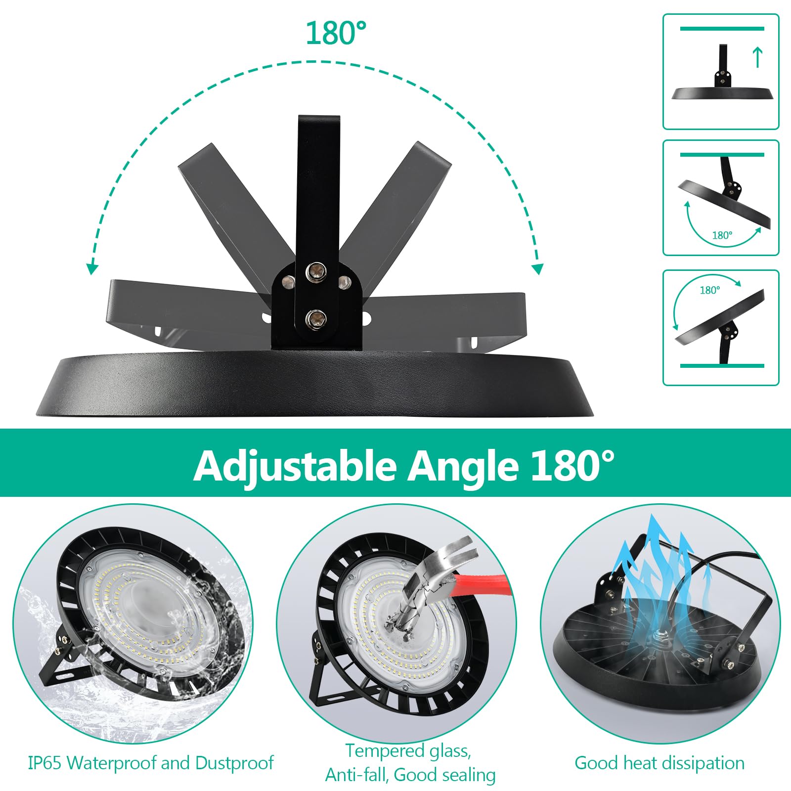 2X100W UFO Faretto LED, 10000LM Lampada da Officina,IP65 LED Industriale Faretto,Interni Industriale LED Luce Bianca 6000K Faretto per Industriale Officine Fabbrica [Classe Energetica A]