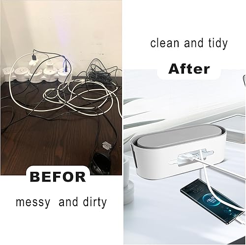 Miniatura 3 de Caja de organización de cables, con kit de organización de cables de 26 piezas, organizador de cables para ocultar cables y regletas de