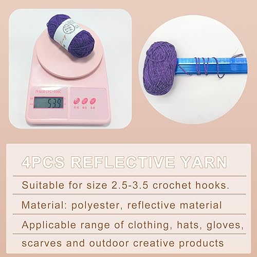Miniatura 5 de Hilo reflectante, hilo artesanal, hilo con purpurina, hilo que brilla en la oscuridad, hilo de alta visibilidad, sombrero reflectante para caminar