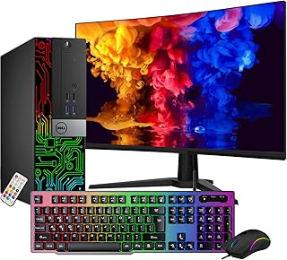 Dell Custom Built OptiPlex Computer Desktop with 27 Inch Gaming Monitor - Intel Core i5-6500 Processor 3.20 GHz, GeForce GT 1030 2GB, 16GB RAM 512GB SSD, Windows 10 Pro Wi-Fi HDMI (Renewed) Black
