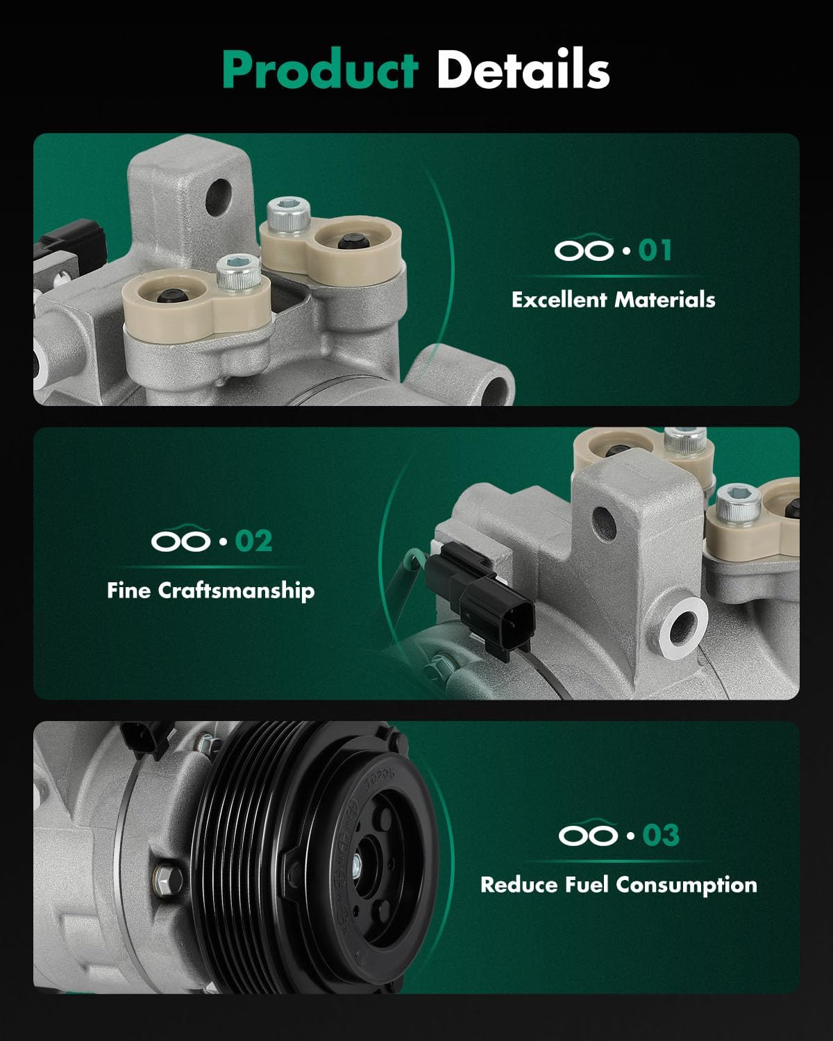 SCITOO A/C Compressor with Clutch for Ford Mustang 5.0L 2011 2012 2013 2014 2015 2016 2017, Fast Cooling Air Conditioner Compressor for Ford Mustang 5.2L 2015-2022