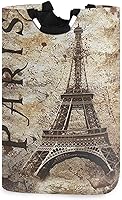 Vista 1 de visesunny Cesta de lavandería de gran capacidad, estilo retro, torre Eiffel, París, resistente al agua, tela Oxford, cestas de almacenamiento