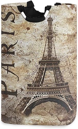 visesunny Cesta de lavandería de gran capacidad, estilo retro, torre Eiffel, París, resistente al agua, tela Oxford, cestas de almacenamiento para