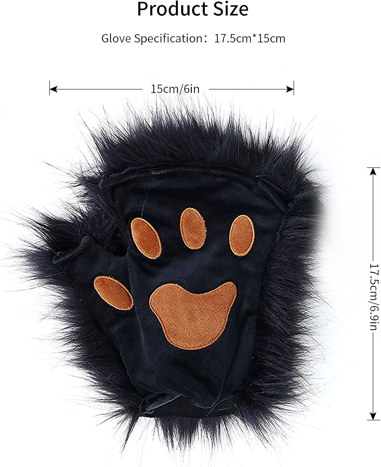 HAOAN Wolf Paw Gloves Faux Fur Cat Fingerless Mittens Winter Warm Cosplay Halloween Fancy Party Costume Accessories : Clothing, Shoes & Jewelry