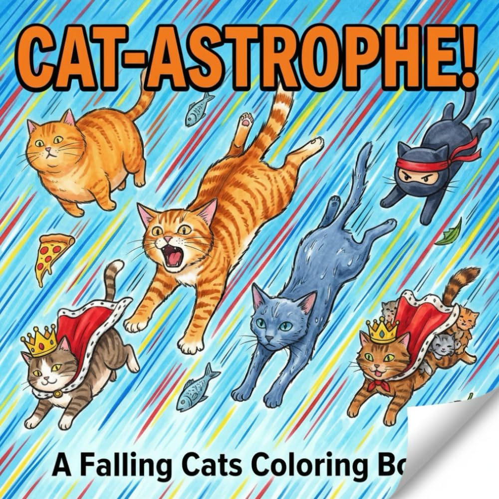CAT-ASTROPHE! A Falling Cats Coloring Book: Funny Animal Art with 35 Hilarious Pages of Feline Fails in Freefall