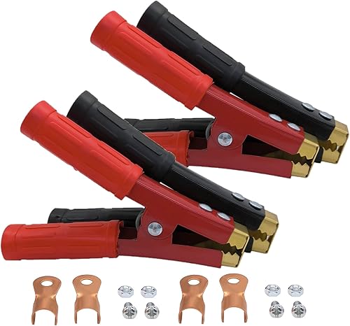 Miniatura 6 de YSIL Abrazaderas de cable de puente de batería de cobre puro de 1000 A para cargador de batería de automóvil, abrazaderas de cocodrilo, clips de