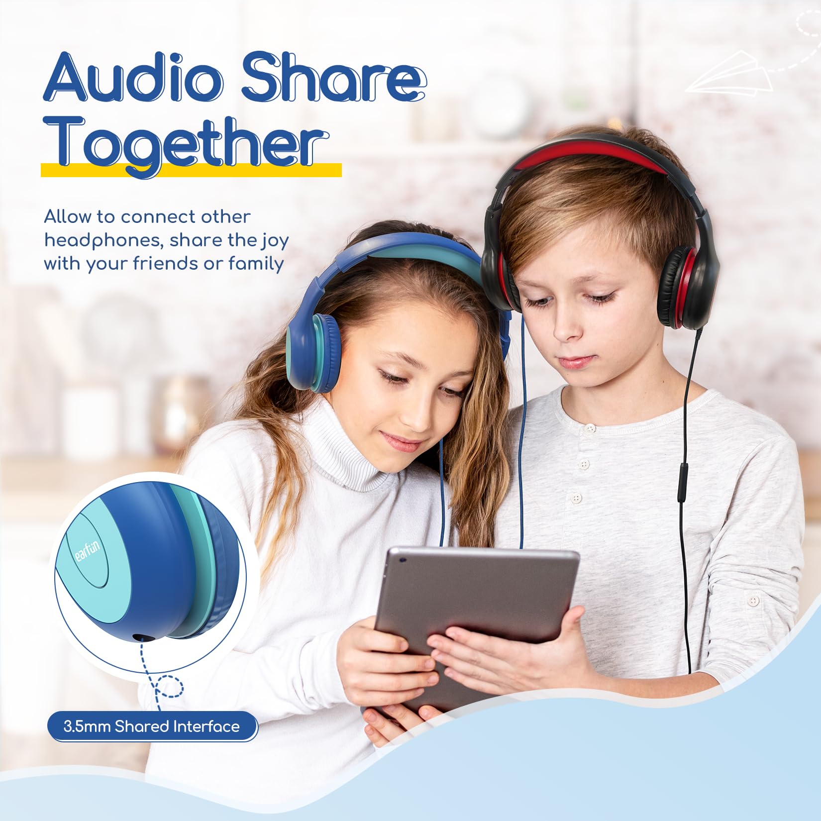 EarFun K1 Kids Headphones Wired with Mic, USB Type C Headphones for Kids view 7