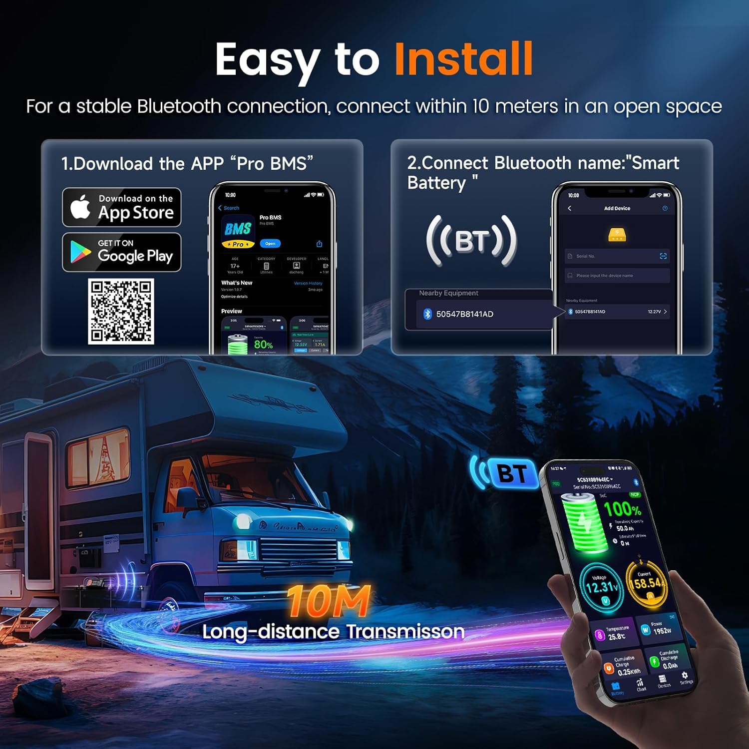 ANCEL BM1000 Battery Monitor mit Shunt 400Amp, 10-120V SmartShunt Bluetooth Batteriewächter, Wlan Batteriemonitor, Battery guard Echtzeit-Überwachung von Spannung, Stromstärke und Ladezustand