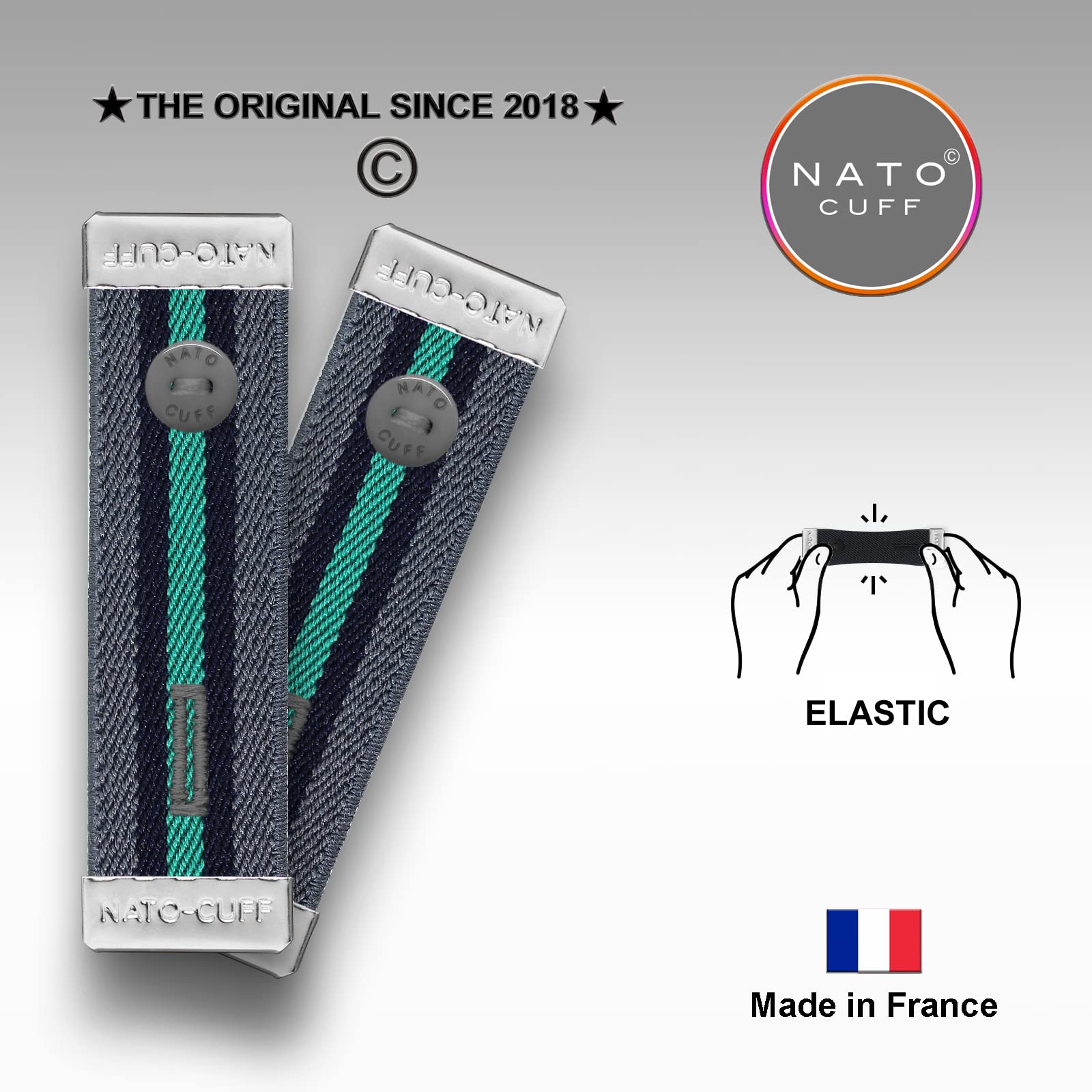 Nato Cuff -Enrolle Sus Mangas con Elegancia - No más dobladillos en Sus Camisas - Soporte para Mangas de Camisa - Puño elástico Antideslizante