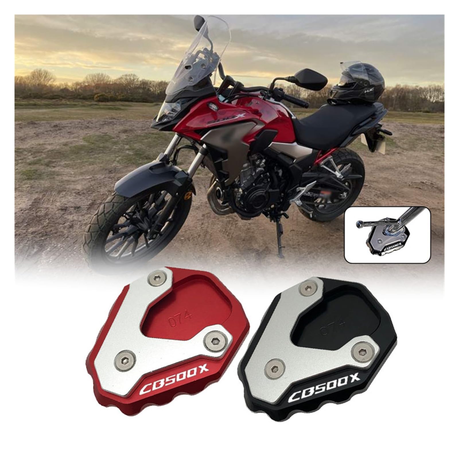 per Honda CB500X CB 500X CB500 X 2017-2018 2019 2020 2022 21 Moto Cavalletto Ingrandire Piastra del Piede Cavalletto Laterale Ingranditore Estensione Pad di Supporto Cavalletti (Color : Silver A