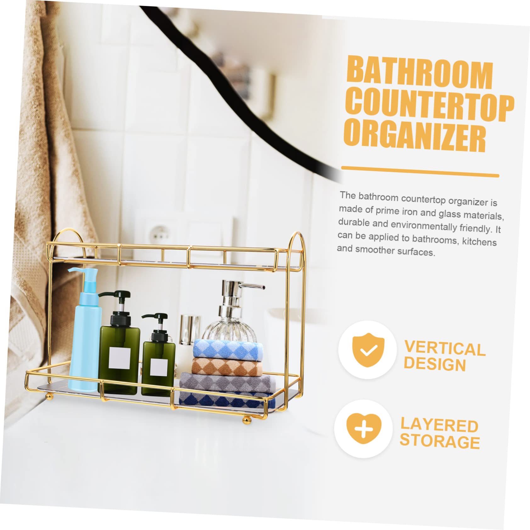 Didiseaon Organizzatore per Cosmetici da Bagno Angolare, Scaffale a 2 Livelli in Ferro Nero, Salvaspazio, Grande Capacità per Lavabo e Piano D’appoggio