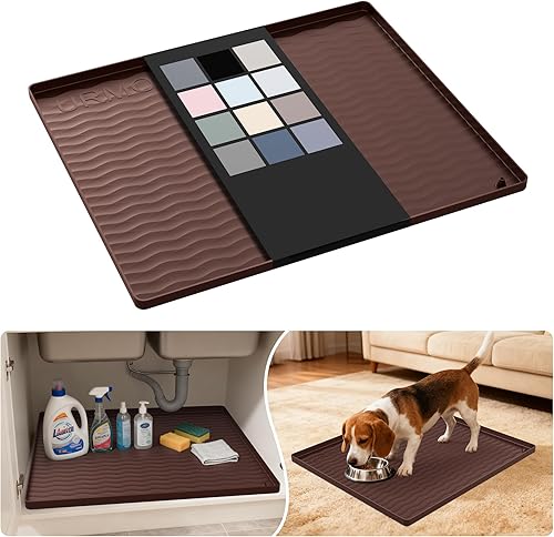 Miniatura 88 de URMONA Tapete de silicona impermeable para debajo del fregadero de 40 x 22 pulgadas, forro para estante de cocina y baño, protector de gabinete y