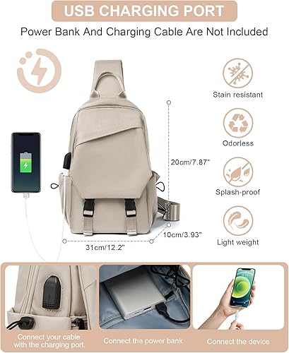 Miniatura 3 de khaki Sling Bag for Men Women, Mini Anti Theft One Strap Motorcycle Backpack Sling Tactical Chest Bag for Swimming Diving Outdoor Sports