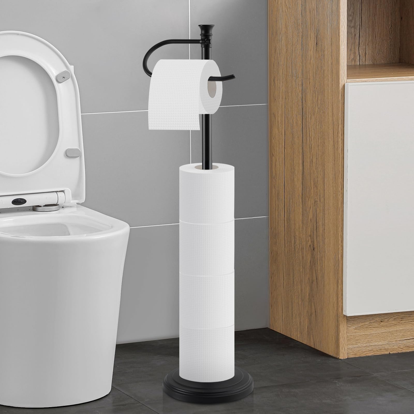 Toilet Paper Holder Free Standing,Sturdy Metal Toilet Paper Holders Stand — Amazon image 7