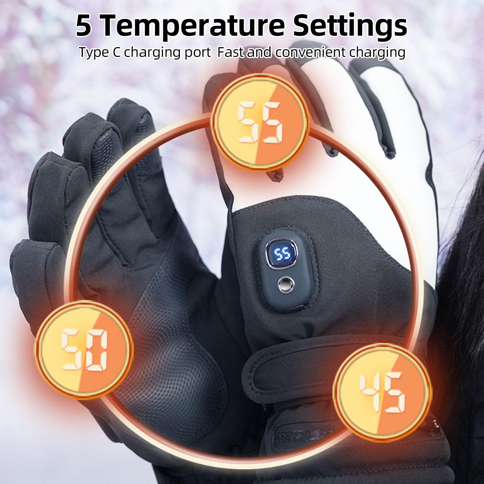 Térmicos para Hombres y Mujeres, Térmicos Eléctricos Recargables con Pantalla Inteligente, 5 Controles de Temperatura de Calefacción 5000mAh Calentador de Manos