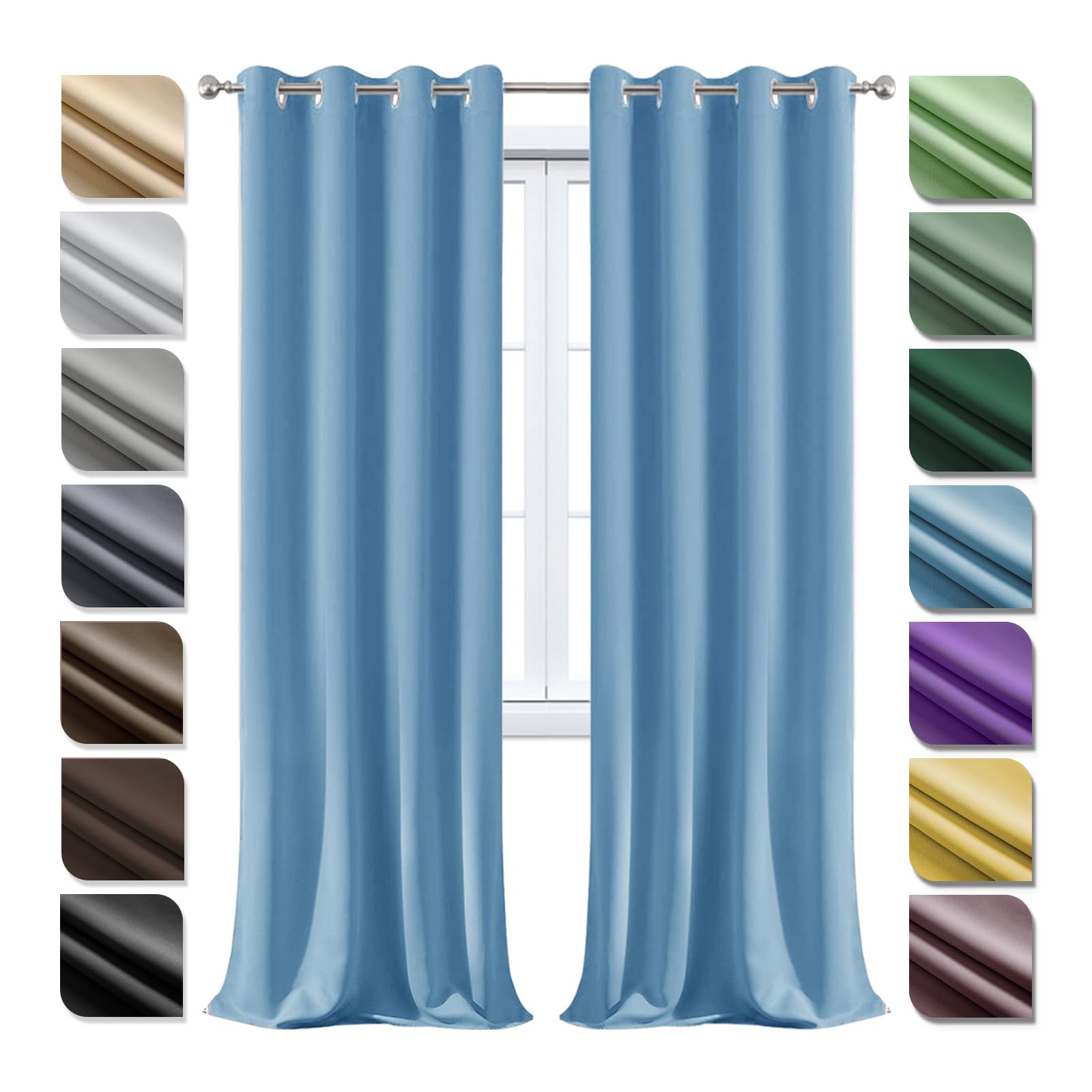 Cortina opaca térmica de 220 x 100 cm, color azul, aislante, insonorizante, para dormitorio, cortinas térmicas de bajo consumo, cortinas de privacidad para interiores