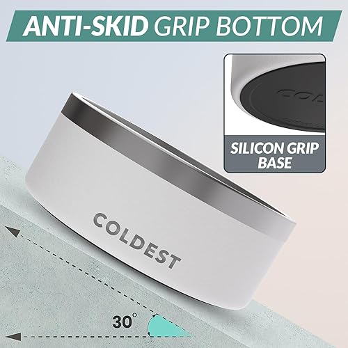 Vista 30 de Coldest Cuenco de metal antioxidante, antideslizante, 3 capas aisladas, acero inoxidable, perro, gato, mascota, antiderrames, sólido, para agua