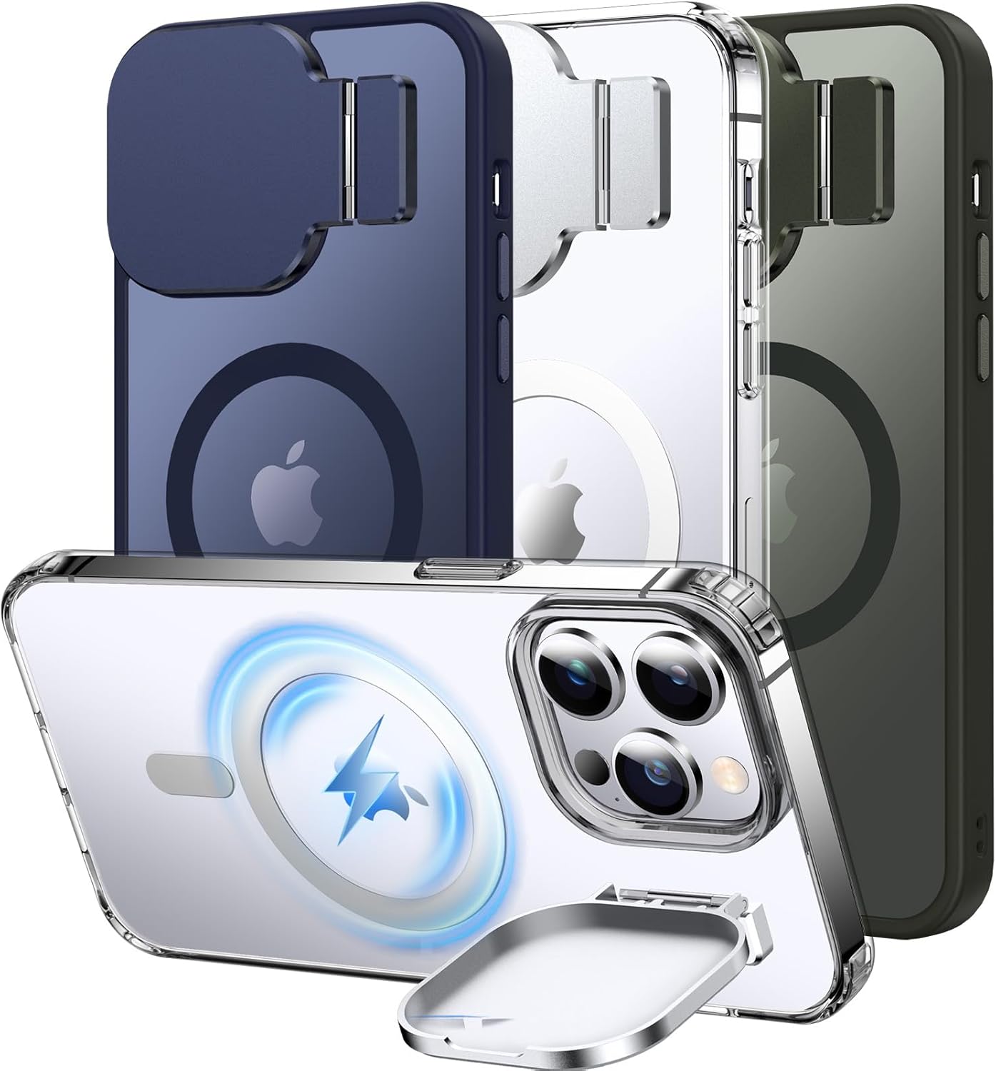 Silverback for iPhone 13 Pro Max Case with Stand, MagSafe-Compatible Case with Built-in Camera Cover,Magnetic Phone Case Shockproof DustProof Cover for iPhone 13 Pro Max 6.7 inch- Clear