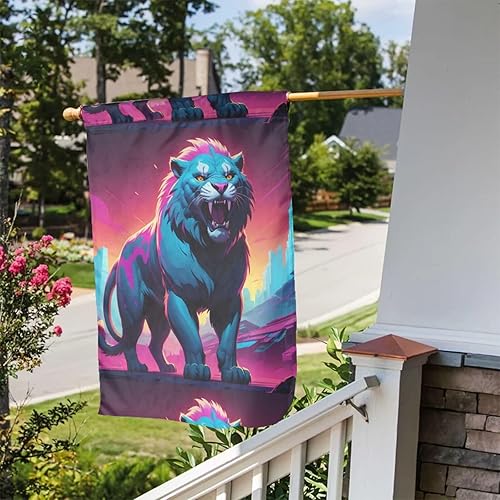 Miniatura 7 de Synthwave Sabertooth Prints Summer Garden Flag Double Sided Decoration Courtyard 12x18in