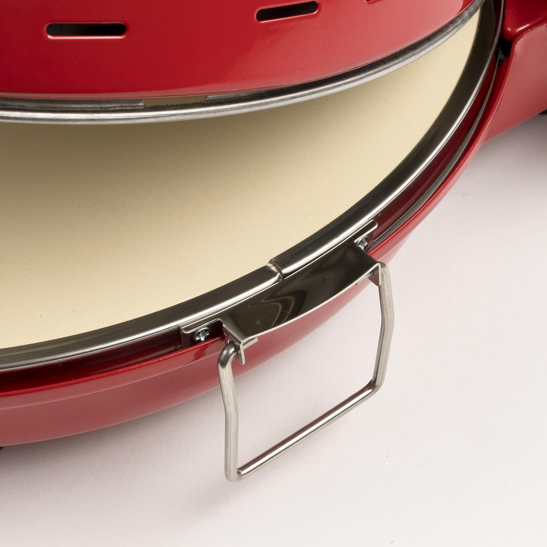 Girmi FP50 Four à pizza Quisipizza, 1800 W, 420°C, Parois froids, Pierre réfractaire détachable de 31 cm, Minuterie, Double résistance, Livre de recettes inclus, Rouge