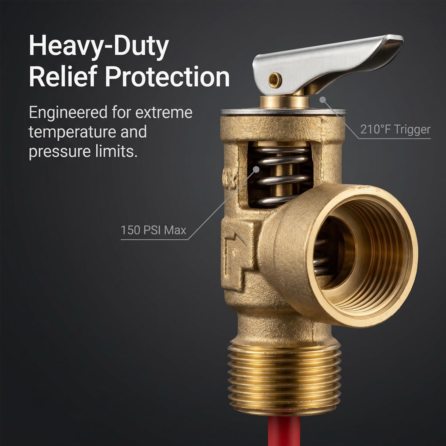 QWORK RV Water Heater Relief Valve, 3/4" NPT Temperature and Pressure Valve, Stainless Spring Extended Epoxy Probe T and P Relief for Water Heaters Boilers Hot Water Tanks