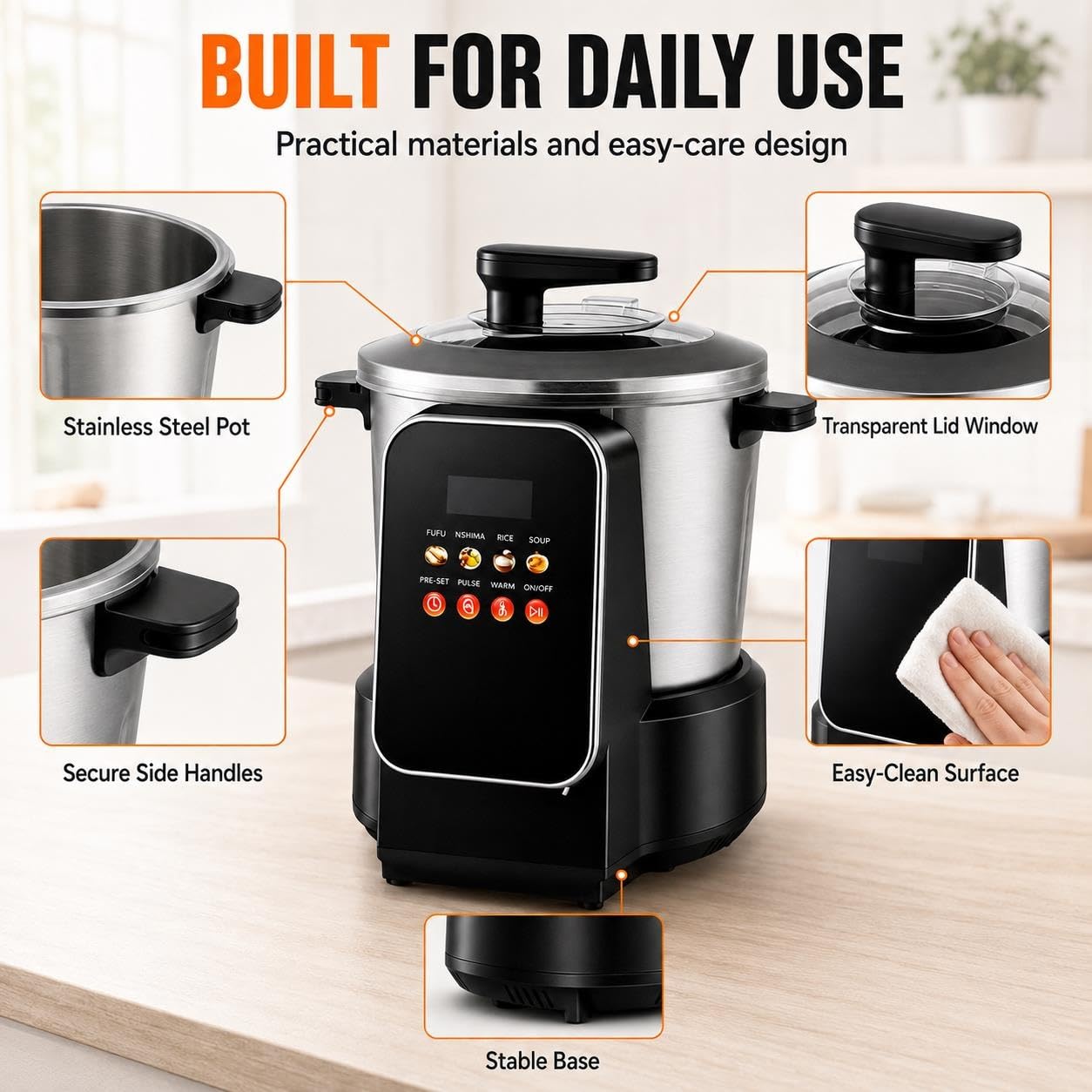 Fabricant De Fufu À Couple Élevé, Machine De Cuisine À Igname Pilée