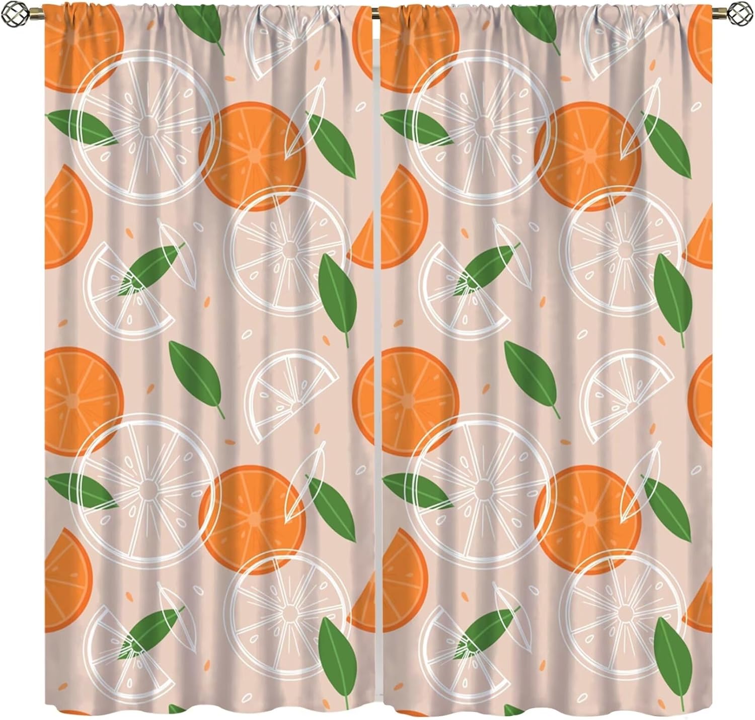 Fblifil Orange Slices Printed Blackout Curtains (42×45 in)