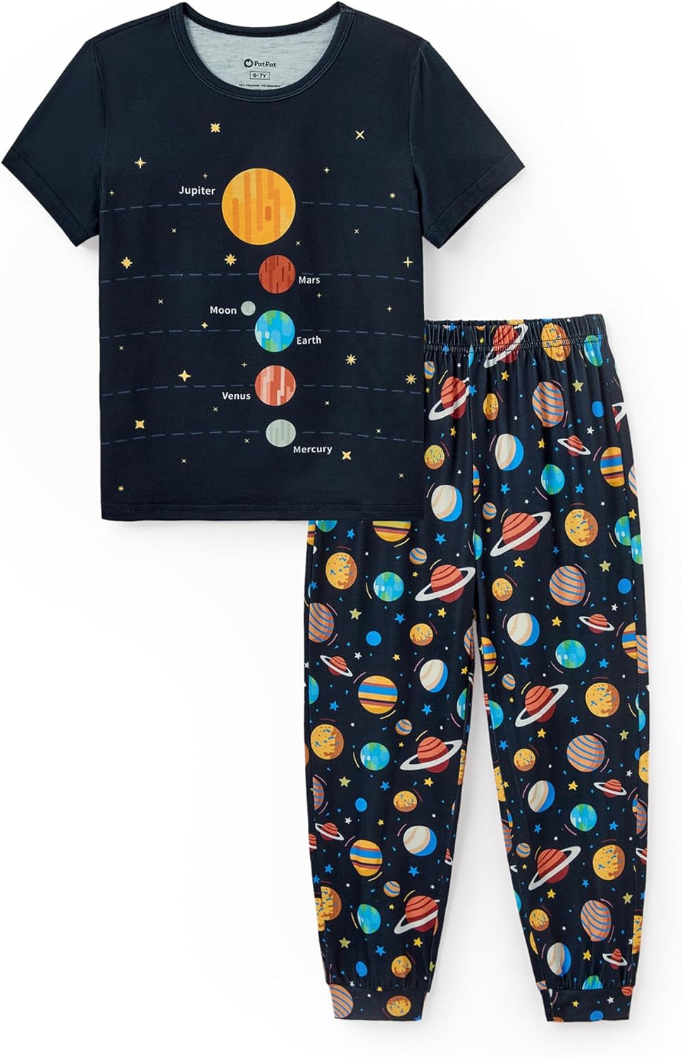 PATPAT Boys Pajamas Sets Short Sleeve Tops and Pants PJs Funny Graphic Soft 2 Piece Sleepwear Kids Cozy Lounge Wear