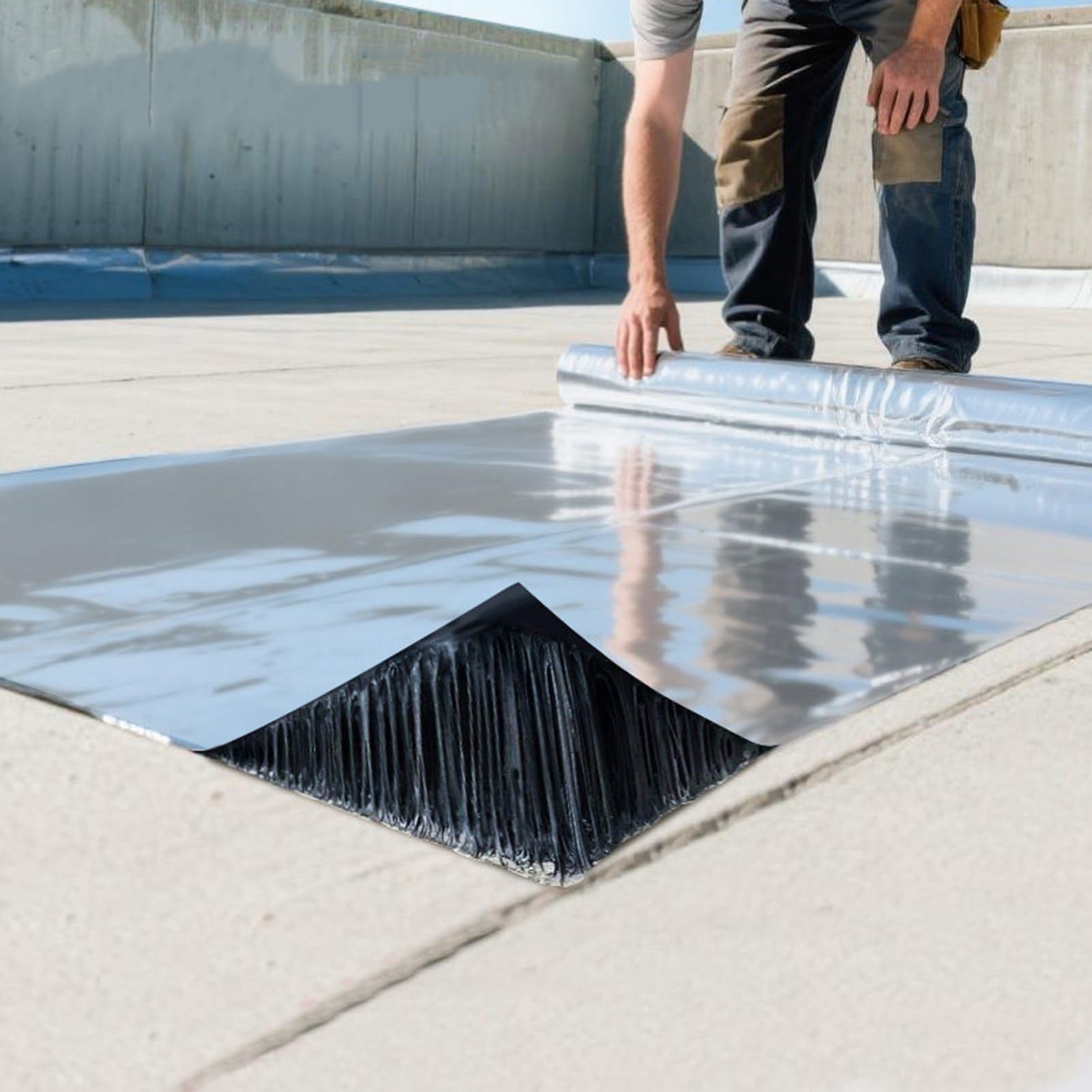 Tela Asfáltica Autoadhesiva para Tejado - Cinta Selladora de Aluminio Impermeable Autoadhesiva, Rollo Membrana Bituminoso Reparación para Techo Terraza Goteras Grietas(20x1000 cm/0.66x33 ft)