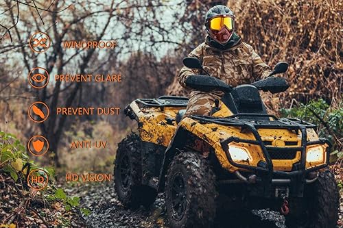 Miniatura 6 de GGBuy Gafas de Montar para Casco de Motocicleta con Máscara Facial Extraíble, Gafas Cálidas Antivaho Desmontables Filtro Bucal Correa Antideslizante