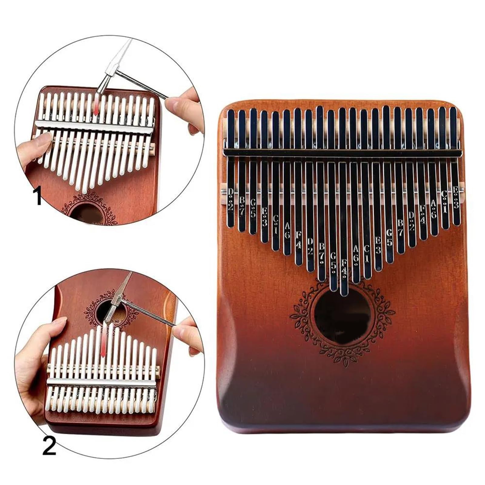 Kalimba Principiantes Kalimba De Madera Maciza De 21 Teclas Con Martillos De Afinación Y Estuche De Transporte Para Principiantes Adultos(Style-Deer)