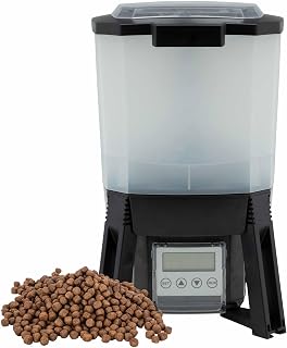 The Pond Guy KoiGrower Solar Automatic Fish Feeder for Koi Ponds - Battery/AC Powered, 5lb Capacity, Programmable Pellet Dispenser