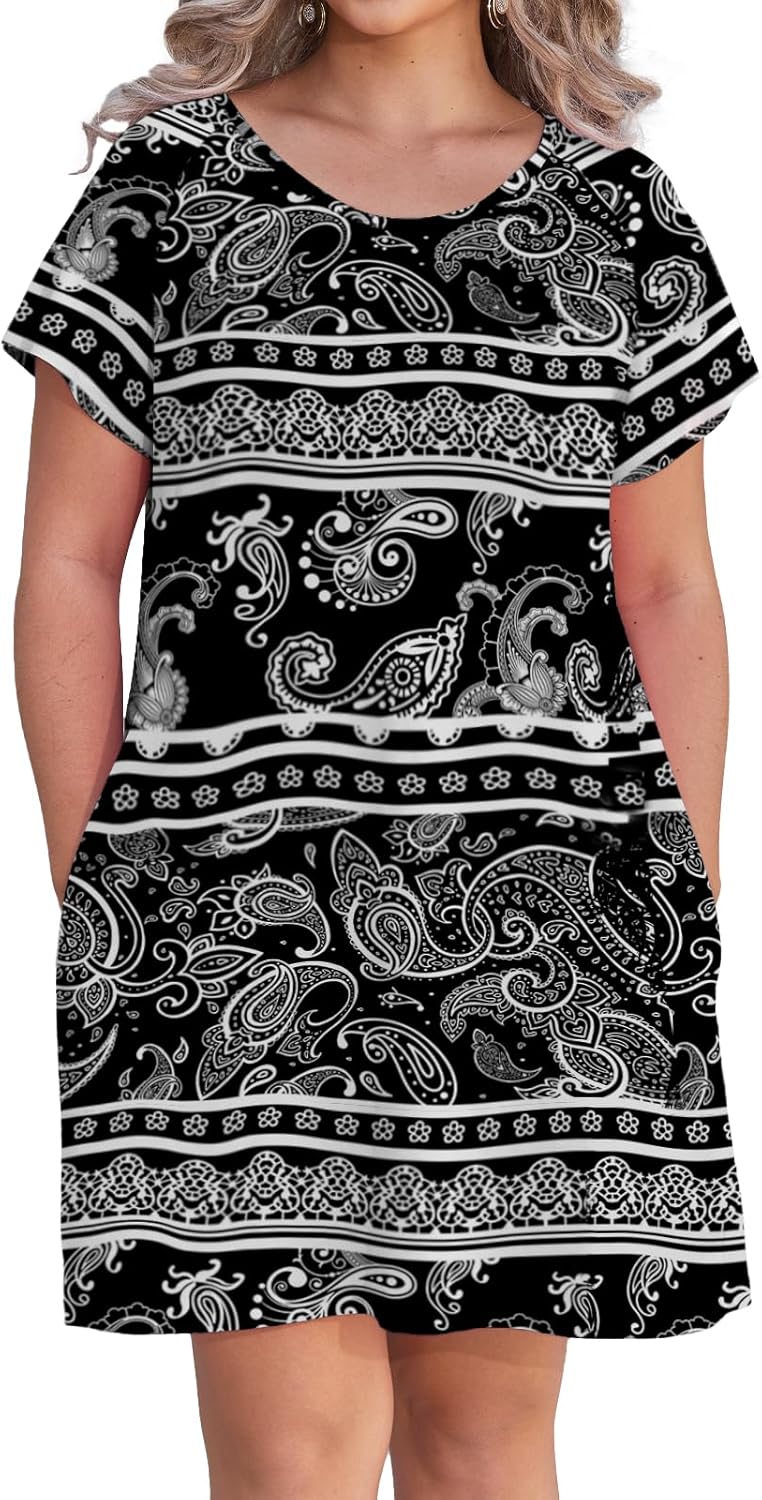 Alaster Women’s Casual Summer T Shirt Dress Loose Short Sleeve Tunic Dress with Pocket for Women - Image 5