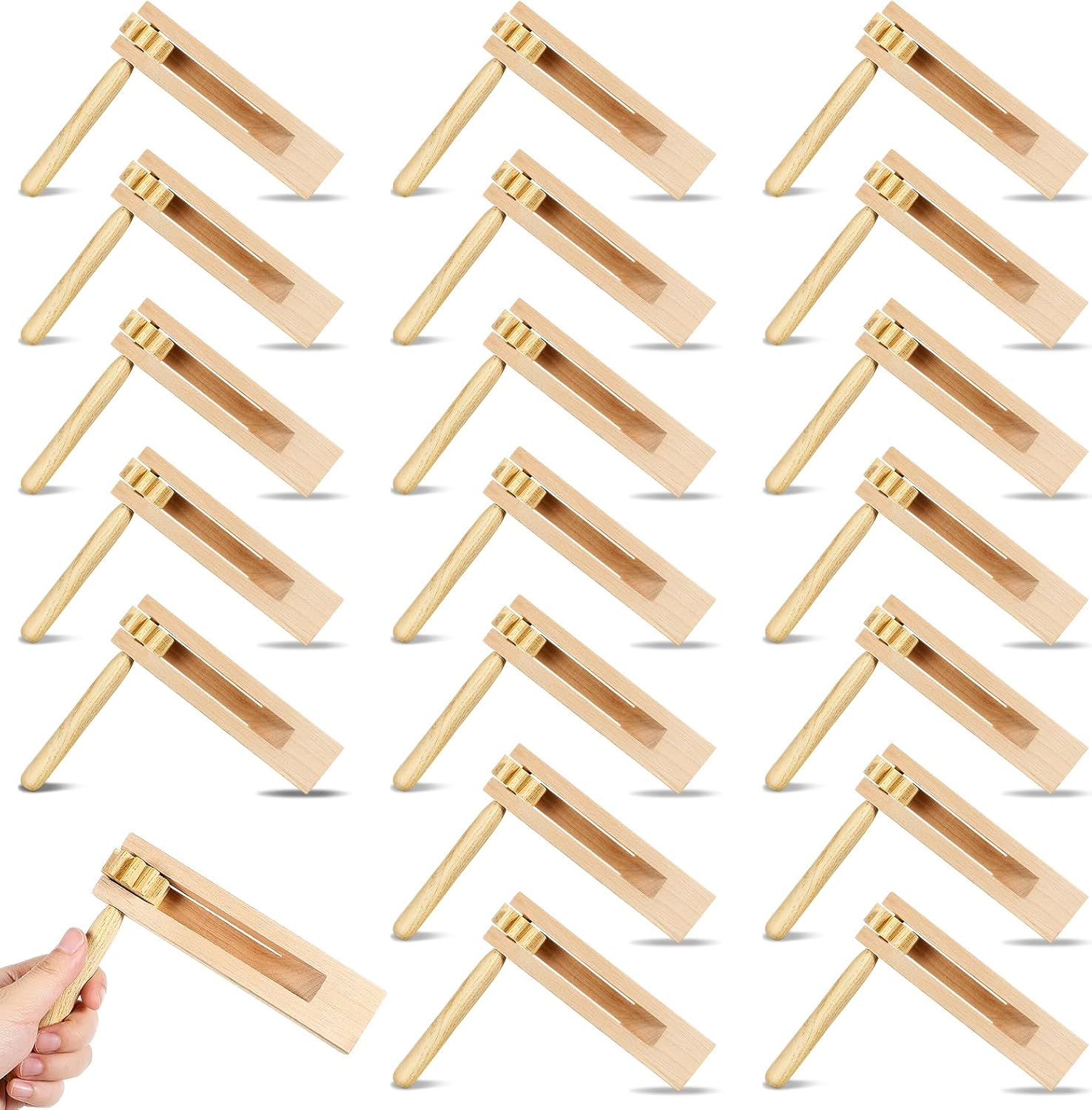 Liliful 24 Pcs Wooden Ratchet Noise Maker Soccer Events Rattle Ratchet Mexican