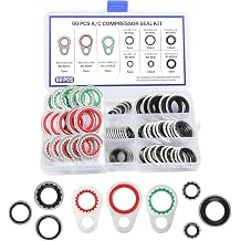60PCS A/C O Ring Kit,Air Conditioning Compressor Gasket Seals,O Ring Assortment Kit for Air Conditioning Parts Replacement, Unniversal AC Gasket Kit with 9 Sizes of O Rings Fits Most Cars