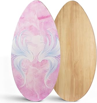 Skimboard 35 Inch Skim Boards for Beach Adults & Kids, High Gloss Coat Wooden Skim Board for Beginners, Durable Lightweight Wood Body Board