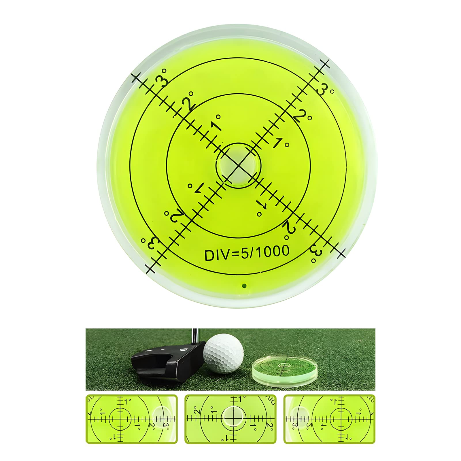YKLWORLD Pro Putt Green Reader, Golf Green Reader, Putt Golf Ball Marker Round Bubble Level High Precision, Golf Putting Aid & Green Reader, Golf Accessories for Men Women (A)