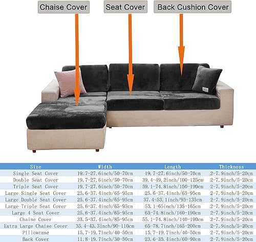 Miniatura 7 de Funda de cojín universal resistente al desgaste, fundas de almohada de terciopelo de 18 x 18 pulgadas, fundas antideslizantes separadas para sofá de