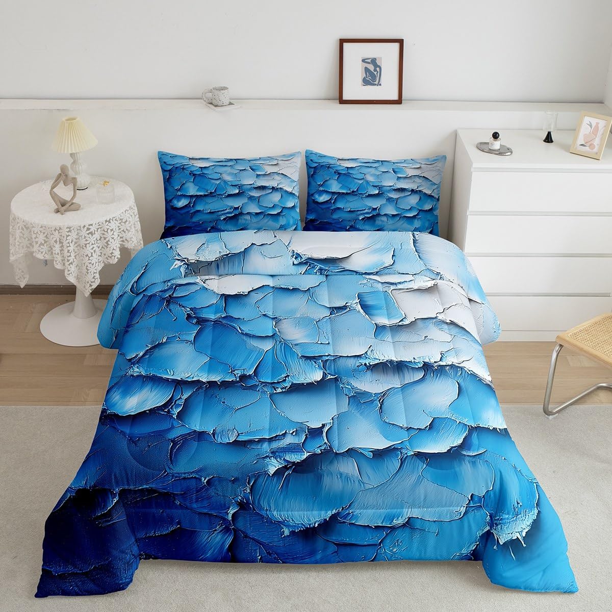 jejeloiu Marble Bedding Set Toddler Size Kids Pink White Duvet Quilt for Women Girls Teens Retro Comforter Set Soft Microfiber