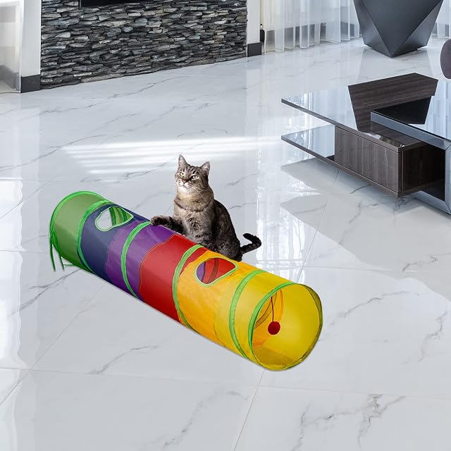 Foto 6 de 6 de AOKUY Túneles para Gatos,Túnel de Gato3 Vías Plegable Juguete del Gato/Divertido Juego Juguete Tubo/Túnel…