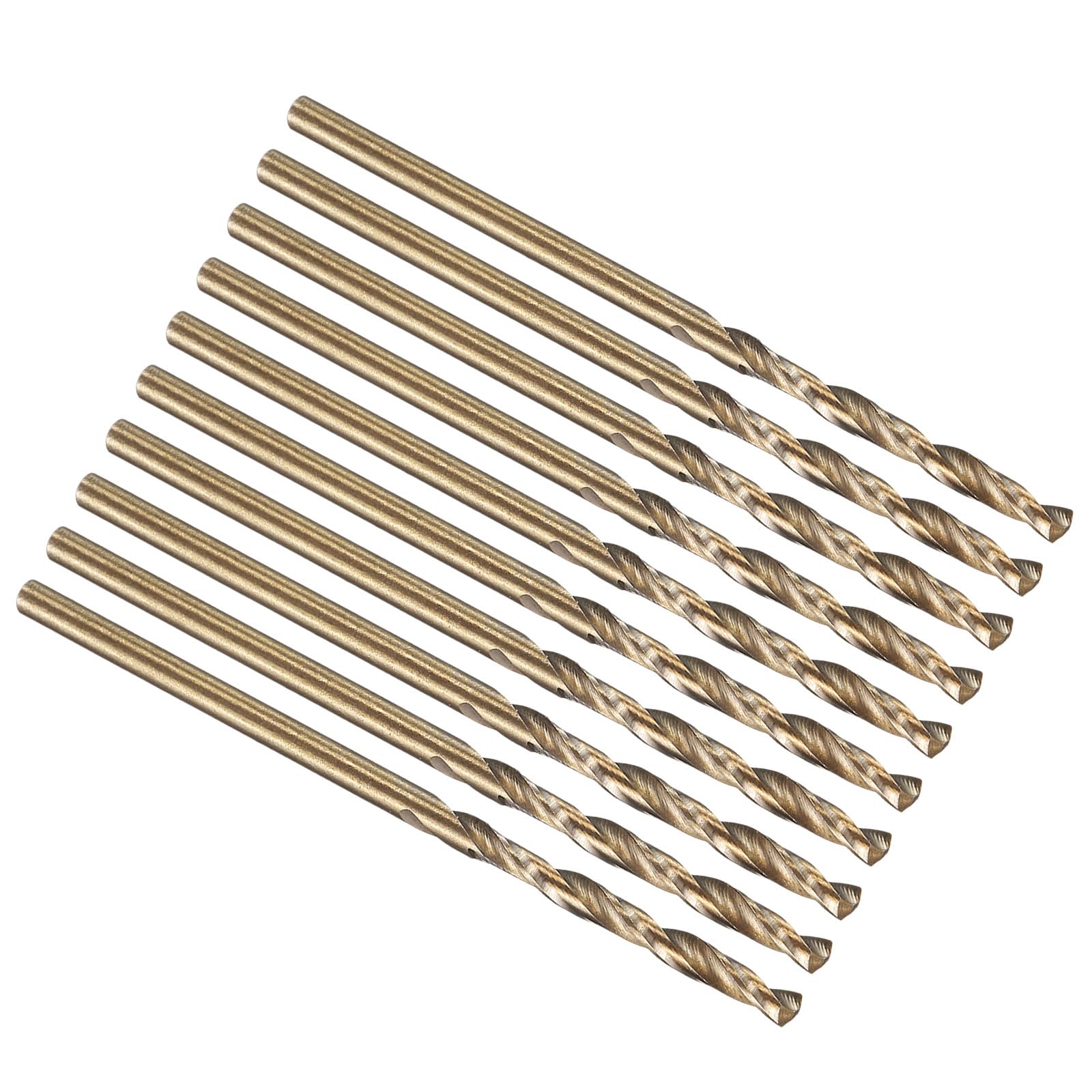 PATIKIL 2mm Drill Bit, Jobber Straight Shank 4341 High-Speed Steel 118° Gold Finish for Medium-hard Metal Steel Acrylic - 10 Pack