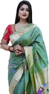 AMIRAT Women's Paithani Soft Silk Saree Pure Banarasi Silk Saree with Unstitched Blouse Piece Price In India